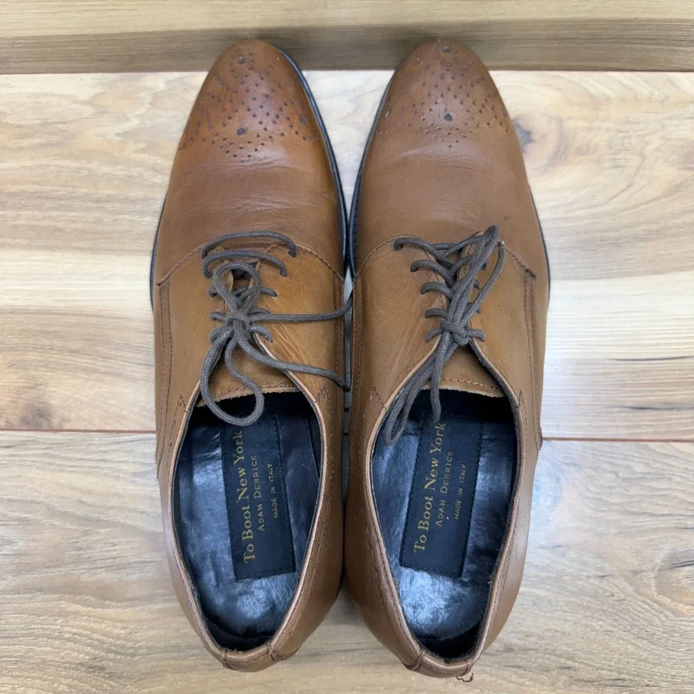 Too Boot New York Derby Medallion Mens‎ 8.5 Brown Leather Dress Shoes
